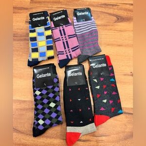 Gelante Men's Dress Socks Casual Cotton 6 pairs 10-13 (shoe size 7-12)